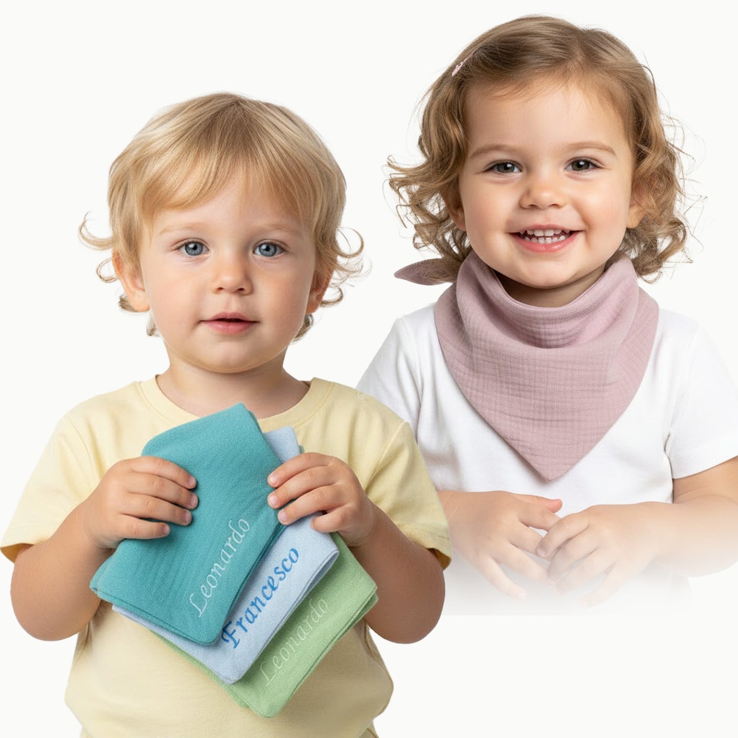 Filo&Poesia™ Bavaglino con nome ricamato