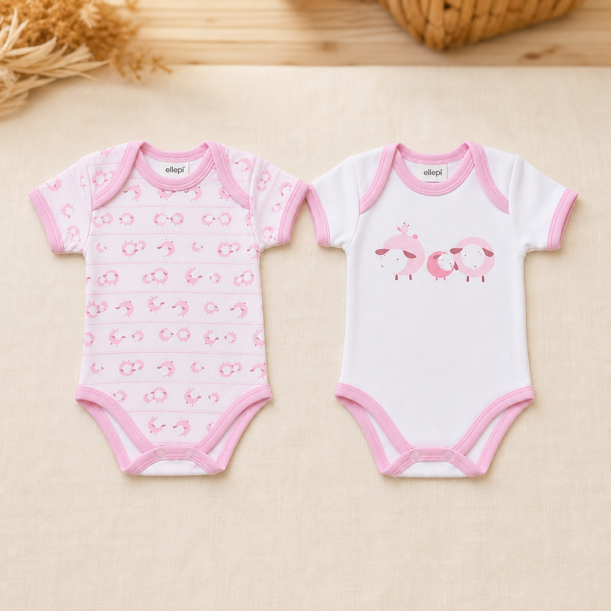 Set 2 body neonato Ellepi in cotone caldo con nome ricamato