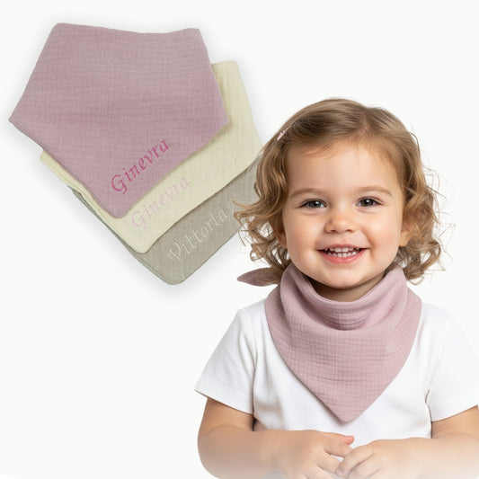 Filo&Poesia™ Bavaglini con nome ricamato (Set 3 pezzi)