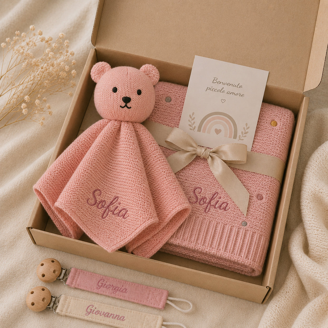 Filo&Poesia™ Doudou orsetto con nome ricamato