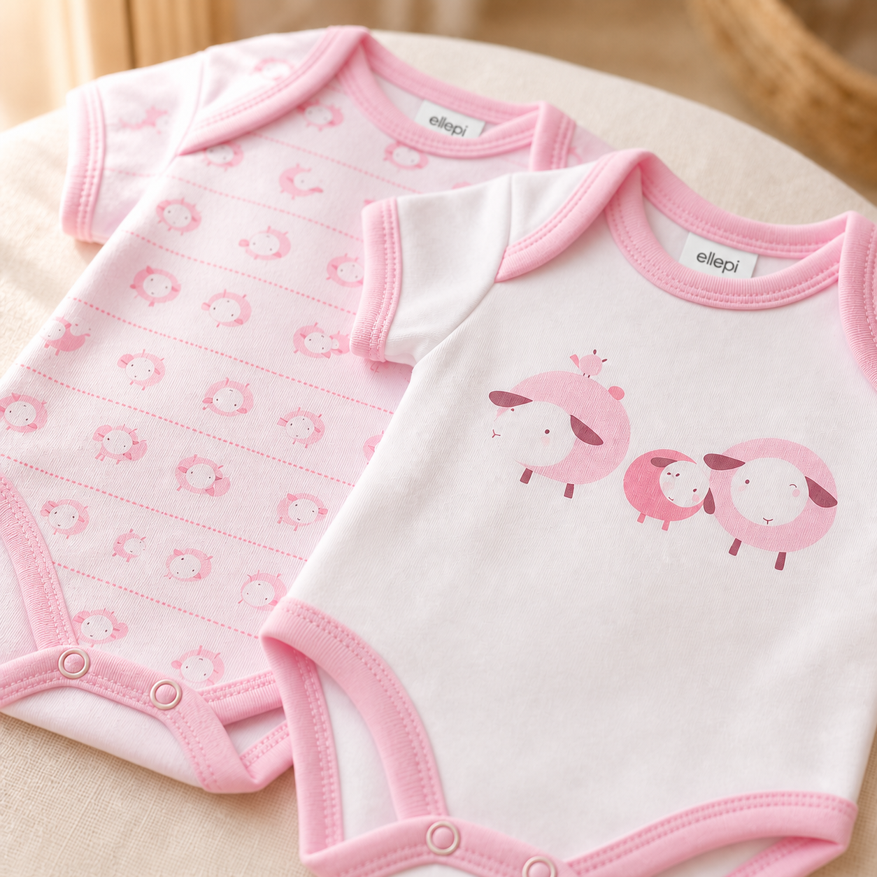 Set 2 body neonato Ellepi in cotone caldo con nome ricamato
